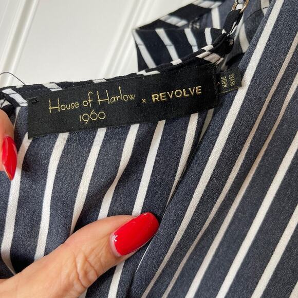 House of Harlow 1960 Black and White Striped Jumpsuit - Picture 10 of 16